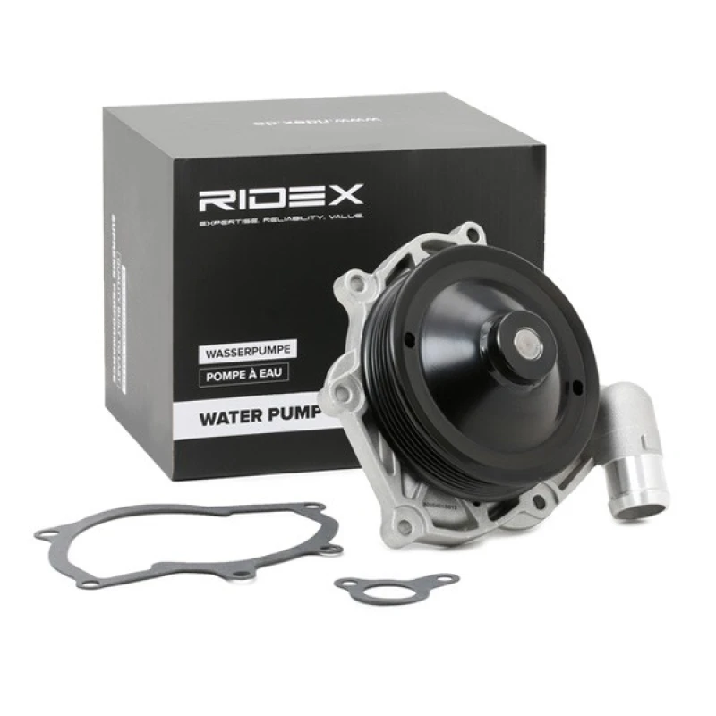 Image of RIDEX 1260W0080 Water pump for V-ribbed belt use, with gasket/seal Water Pump (1260)