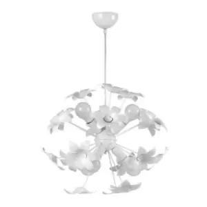 Image of Onli Clara 6 Light Flower Spherical Pendant Ceiling Light, White