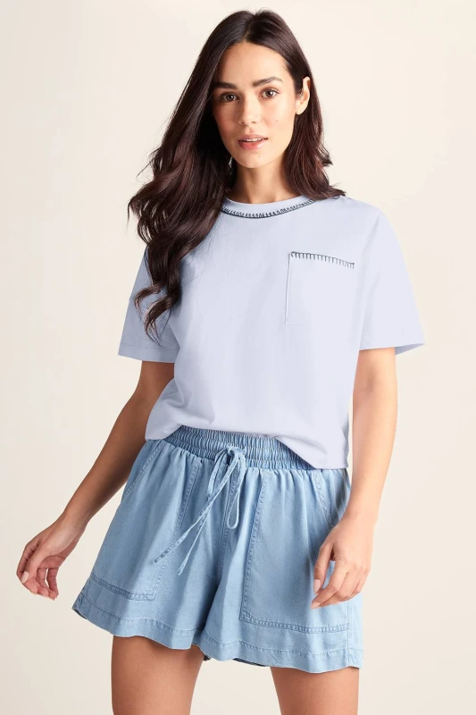 Image of TOG24 Womens 'Laurie' 100% Cotton Supersoft T-Shirt in Light Blue Size: 8 Light Blue Female 8