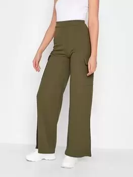 Image of Long Tall Sally Khaki Cargo Wide Leg Trouser 34 Inch, Green, Size 22, Women