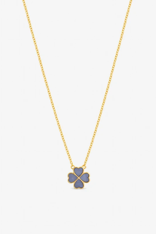 Image of Jon Richard Womens Gold Plated & Lilac Heart Clover Pendant Necklace Gold Female One Size
