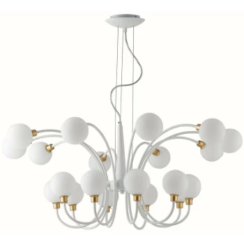 Image of Fan Europe Lighting - Fan Europe Aida - 20 Light Multi Arm Globe Ceiling Pendant, White, Gold, G9
