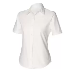 image of Henbury Womens/Ladies Short Sleeve Classic Oxford Work Shirt (S) (White)