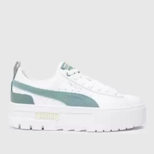 image of PUMA mayze classic trainers in white & green