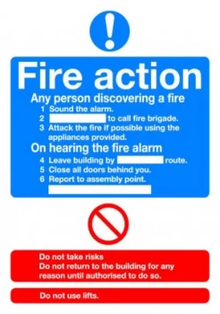 image of Signslab A5 Fire Action Standard Pvc