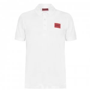 Hugo Boss Dereso 212 Red Patch Logo Polo Shirt White Size M Men