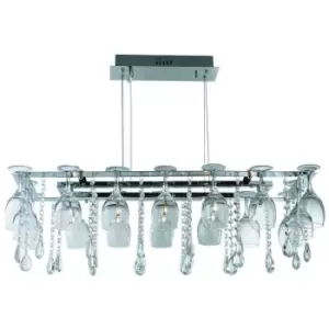 image of Searchlight Lighting - Searchlight Vino - 10 Light Ceiling Pendant Bar Chrome with Glass Crystals, G4 Bulb