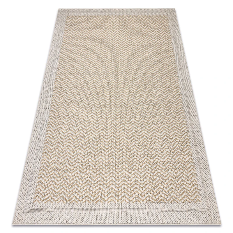 Image of RugsX Carpet Origi 3739 Cream / Beige - Frame, Herringbone Flat-Woven Sisal String 116X170 Cm