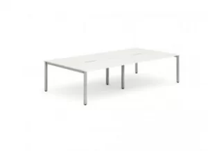 image of B2B Silver Frame Bench Desk 1200 White (4 Pod)