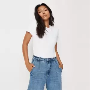 Image of Missguided Sleeve Ribbed Tee - White