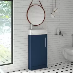 Juno Compact rh Floor Standing Vanity Unit and Basin 440mm Wide - Electric Blue - Hudson Reed