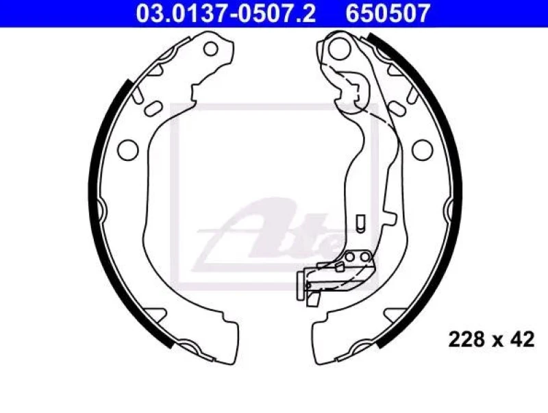 Image of ATE 03.0137-0507.2 Brake Shoes with lever Brake Shoe Set (70)
