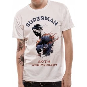 image of Superman - 80Th Anniversary Mens Small Short Sleeve T-Shirt - White