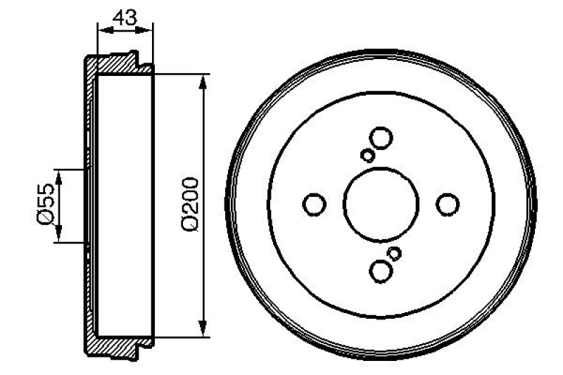Image of Bosch 0 986 477 138 Brake Drum Rear Axle, 233mm Brake Drum (123)
