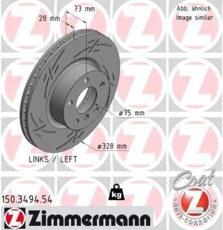 Image of ZIMMERMANN Brake disc ZIMMERMANN 150.3494.54