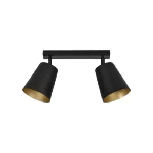 image of Prism Black/Gold Twin Ceiling Spotlight 2x E27