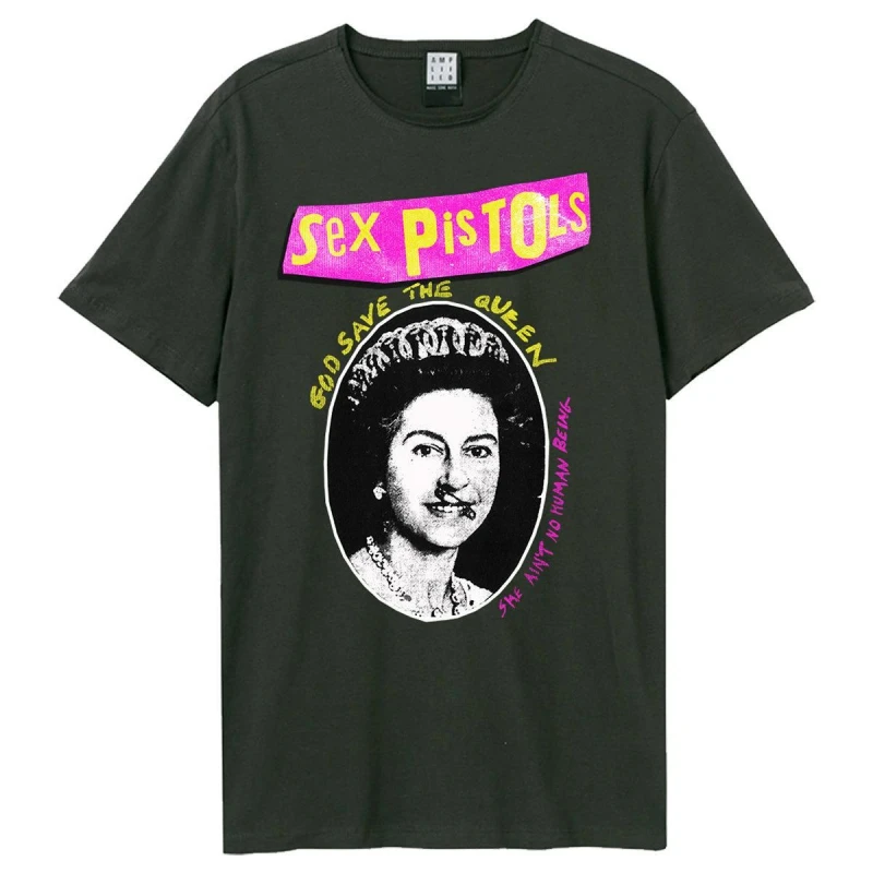 Image of Amplified Amplified Men Sex Pistols Logo T-Shirt in Charcoal Size: Small Charcoal S Male 5063470408917