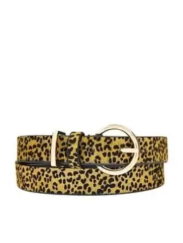 image of Accessorize Leopard Leather Jeans Belt - Brown, Size L, Women