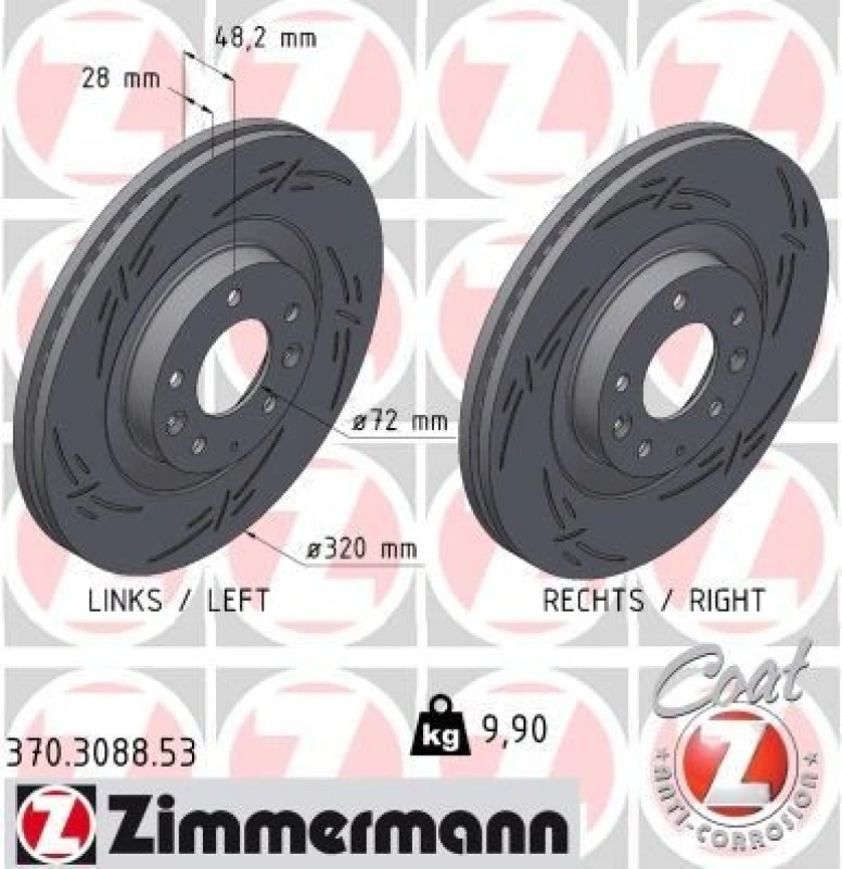 Image of ZIMMERMANN Brake disc ZIMMERMANN 370.3088.53