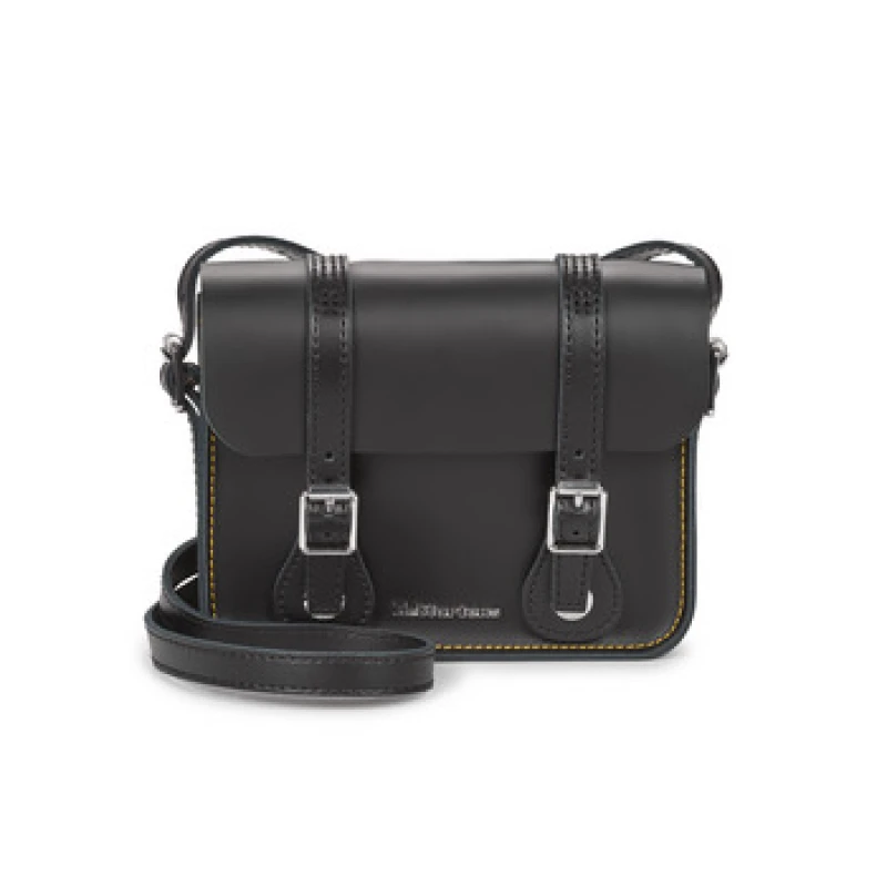 Image of DR MARTENS 7" Leather Crossbody Bag - Black One Size