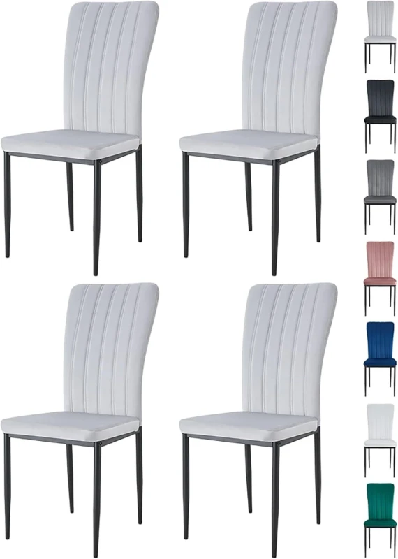 Image of MCC Direct Set of 4 High back Dining Chairs Velvet FabricKitchen/Dining Seating - Elle By MCC in Light Grey Light Grey Unisex