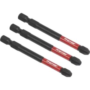 image of Sealey Impact Power Tool Pozi Screwdriver Bits PZ3 75mm Pack of 3