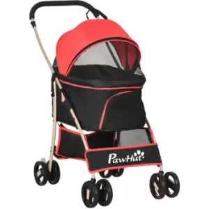 image of 3 In 1 Pet Stroller, Detachable Dog Cat Travel Carriage - Red - Red - Pawhut