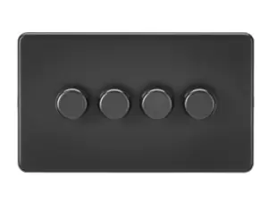 image of KnightsBridge Screwless 4G 2-way 10-200W (5-150W LED) trailing edge dimmer - Matt Black