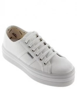 Image of Victoria Lace Up Platform Cotton Canvas Plimsoll - White
