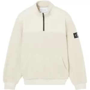 Image of Calvin Klein Jeans Badge Sherpa Half Zip Hwk - Beige