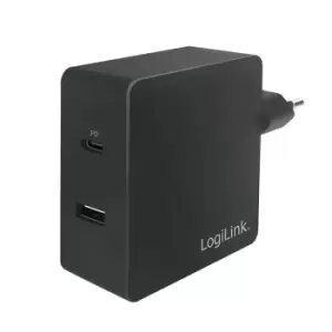 LogiLink USB power socket adapter, 1x USB-C Port & 1x USB-A Port, 65W