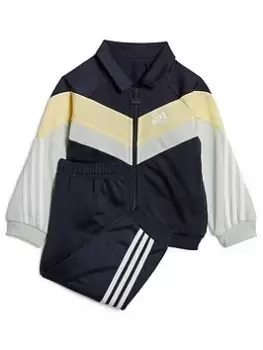 image of adidas Favourites Toddler Boys 3 Stripe Tricot Tracksuit, Black, Size 0-3 Months