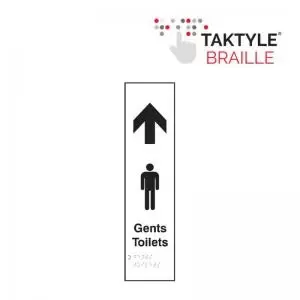 Image of Gents Toilets Arrow Up&rsquo; Sign; Self Adhesive Taktyle; 75mm x