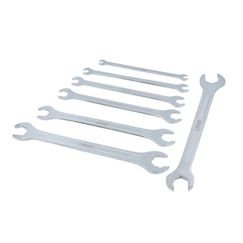 Image of Laser Tools 8521 7Pc Ultra Thin Ratcheting Action Double Open -End Spanner Set 6-19mm
