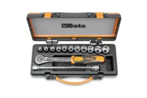 image of Beta Tools 920A/C11 13pc 1/2" Sq Dr Hex Socket, Ratchet & Extension Bar Set