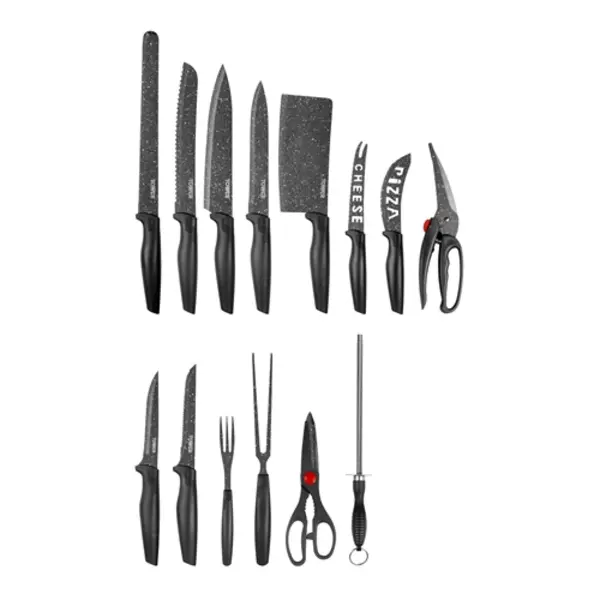 image of Tower Essentials 24 Piece Stone Coated Knife Set - Black