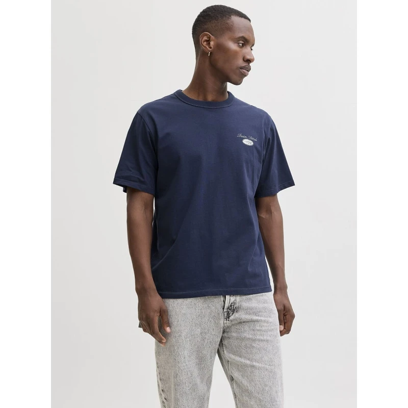 Image of jack & jones Back Logo T-Shirt Navy Blue Cotton XL