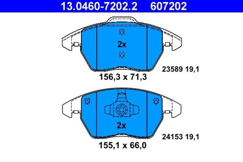 Image of ATE 13.0460-7202.2 Brake pad set excl. wear warning contact Brake Pad Set,disc brake (402)