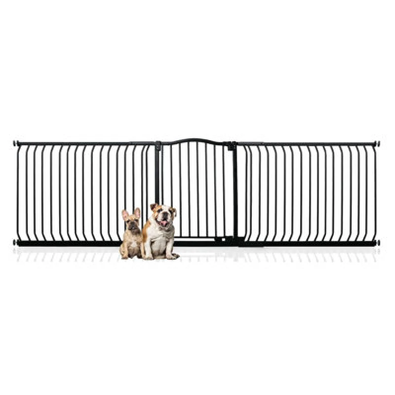 Image of Bettacare Curved Top Dog Gate, 271Cm - 280Cm, Matt Black, Pressure Fit Pet Gate For Dog And Puppy, Pet And Dog Barrier