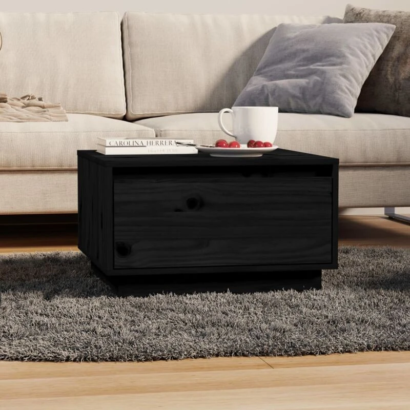 Image of VIDAXL Coffee Table Black 55x56x32cm Solid Wood Pine Vidaxl 8720286842355