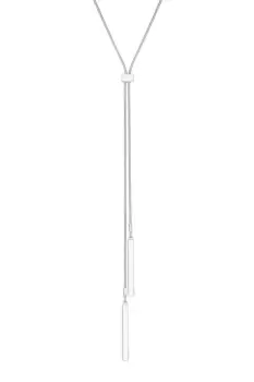 Image of Silver Polished Sleek Lariat Necklace