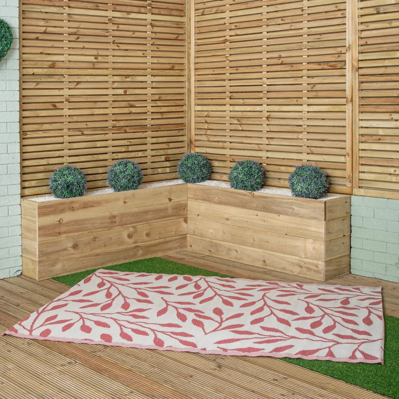 Image of 1.5m x 2.1m Red Ochre Leaves Large Outdoor Alfresco Patio Rug Mat