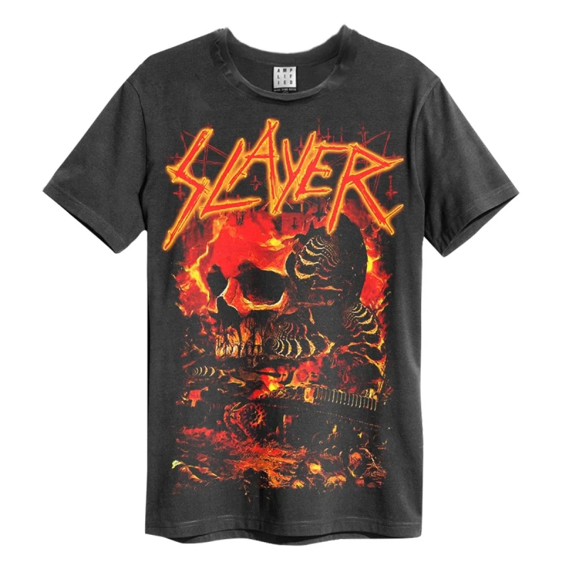 Image of Amplified Amplified Men War Skull Slayer T-Shirt in Charcoal Size: X-Small Charcoal XS Male 5059958253698