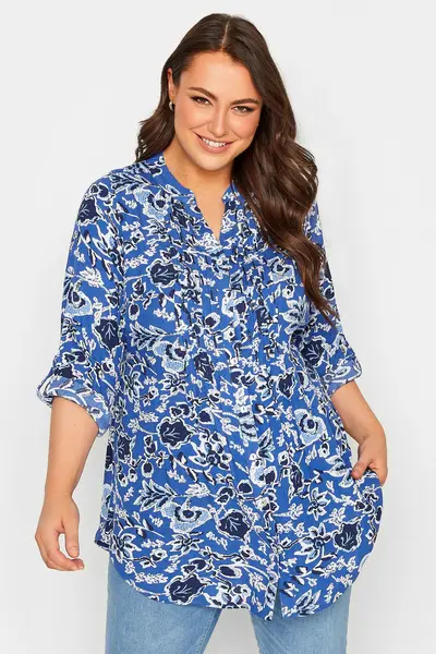 Image of Yours Pintuck Shirt Blue