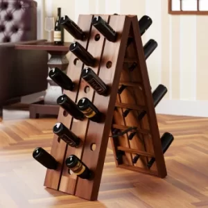 image of Wine Rack Wooden Folding Bottle Holder Storage Free Standing Display Shelf Rack