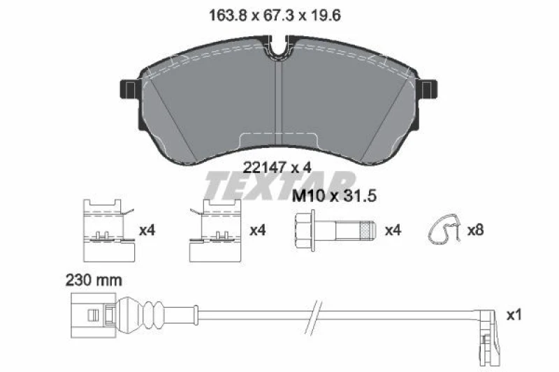 Image of Brake pad set TEXTAR 2214703