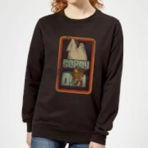 image of Scooby Doo Retro Ghostie Womens Sweatshirt - Black