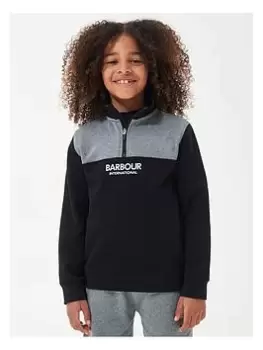 Image of Barbour International Boys Circuit Half Zip Sweat Top - Black, Size 10-11 Years