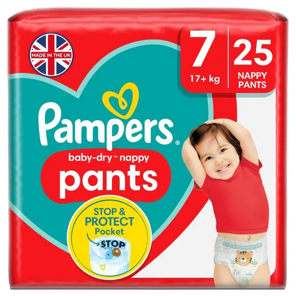 image of Pampers Baby Dry Nappy Pants Size 7 25 Nappies