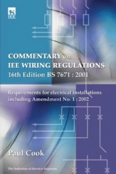 Image of Commentary on Iee Wiring Regulations by Paul Cook and Institution of Electrical Engineers Hardback